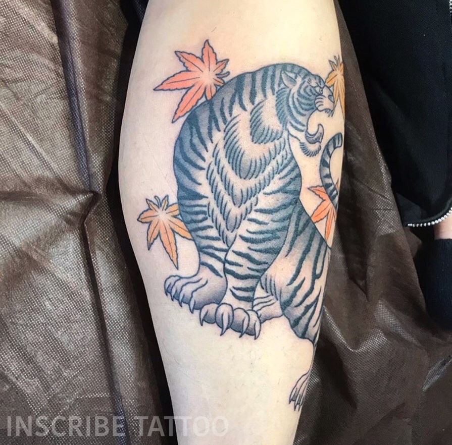 龍と虎の木版画 日本画　刺青　タトゥー　一点物 虎、龍、鳳凰のトライバル。 | STROKER TATTOO